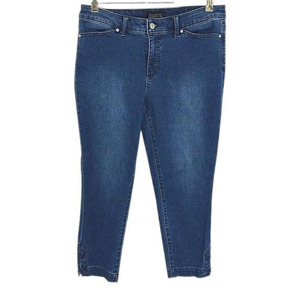 Talbots Flawless Crop Jeans Size 8 Lace Up Hem Stretch - Picture 1 of 13